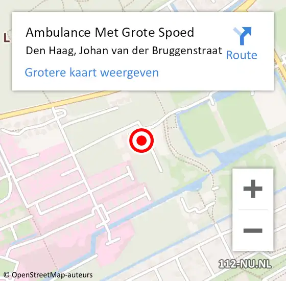 Locatie op kaart van de 112 melding: Ambulance Met Grote Spoed Naar Den Haag, Johan van der Bruggenstraat op 12 juni 2024 15:56