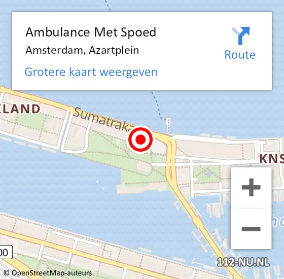 Locatie op kaart van de 112 melding: Ambulance Met Spoed Naar Amsterdam, Azartplein op 12 juni 2024 15:59