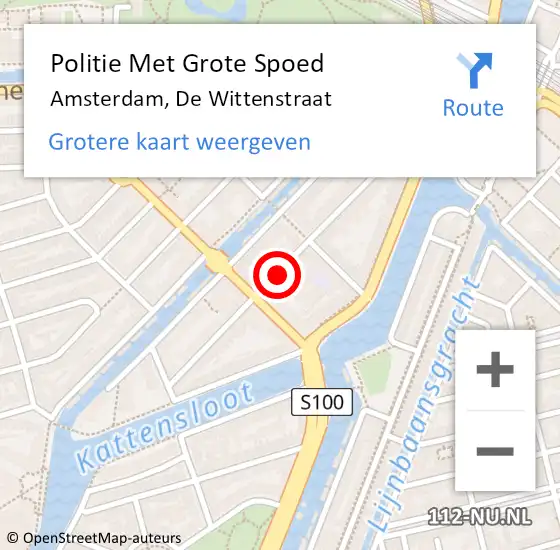 Locatie op kaart van de 112 melding: Politie Met Grote Spoed Naar Amsterdam, De Wittenstraat op 12 juni 2024 16:10