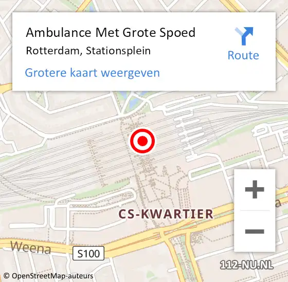 Locatie op kaart van de 112 melding: Ambulance Met Grote Spoed Naar Rotterdam, Stationsplein op 12 juni 2024 16:12