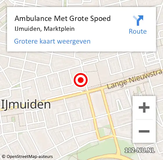Locatie op kaart van de 112 melding: Ambulance Met Grote Spoed Naar IJmuiden, Marktplein op 12 juni 2024 16:21