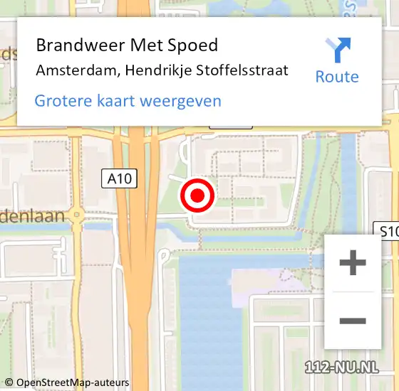 Locatie op kaart van de 112 melding: Brandweer Met Spoed Naar Amsterdam, Hendrikje Stoffelsstraat op 12 juni 2024 16:31