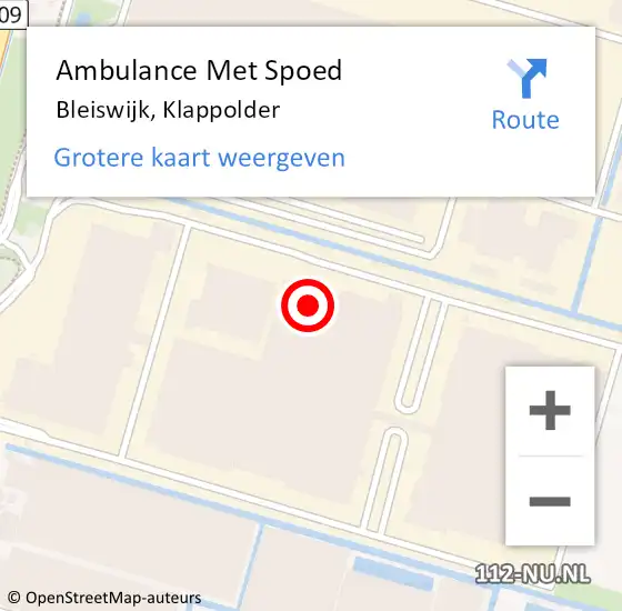 Locatie op kaart van de 112 melding: Ambulance Met Spoed Naar Bleiswijk, Klappolder op 12 juni 2024 16:36