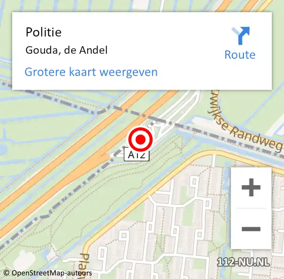 Locatie op kaart van de 112 melding: Politie Gouda, de Andel op 12 juni 2024 16:36