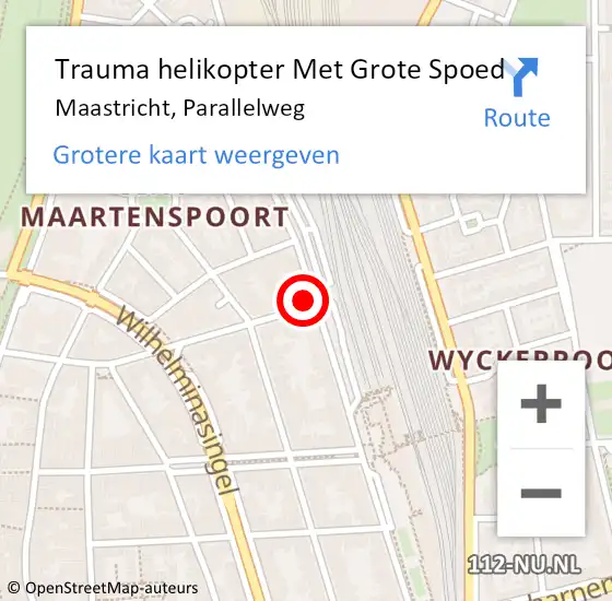 Locatie op kaart van de 112 melding: Trauma helikopter Met Grote Spoed Naar Maastricht, Parallelweg op 12 juni 2024 16:40