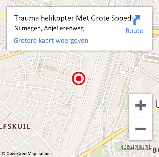 Locatie op kaart van de 112 melding: Trauma helikopter Met Grote Spoed Naar Nijmegen, Anjelierenweg op 12 juni 2024 16:55