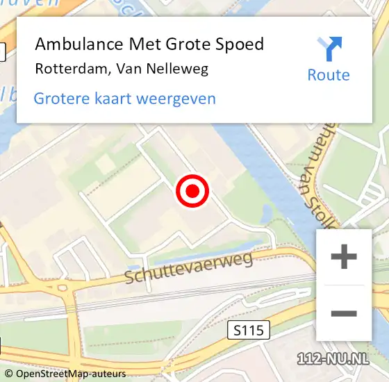 Locatie op kaart van de 112 melding: Ambulance Met Grote Spoed Naar Rotterdam, Van Nelleweg op 12 juni 2024 17:10