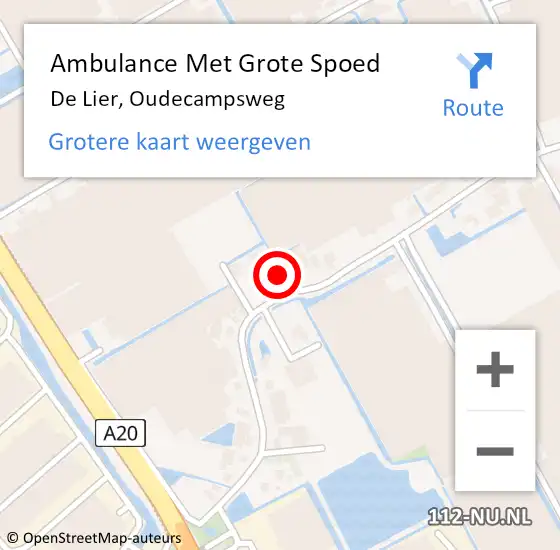 Locatie op kaart van de 112 melding: Ambulance Met Grote Spoed Naar De Lier, Oudecampsweg op 12 juni 2024 17:13