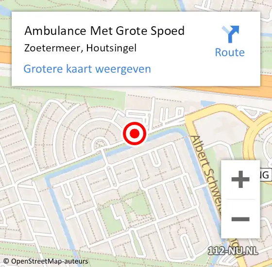 Locatie op kaart van de 112 melding: Ambulance Met Grote Spoed Naar Zoetermeer, Houtsingel op 12 juni 2024 17:58