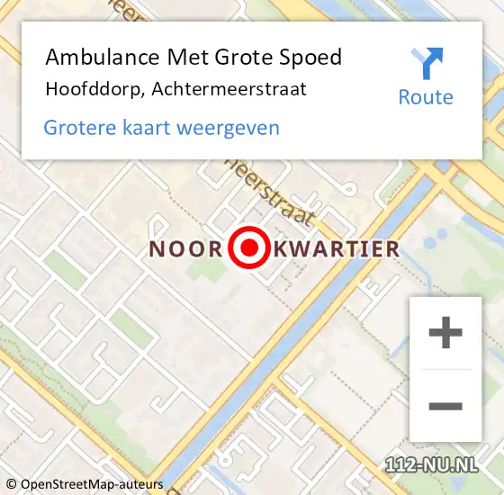 Locatie op kaart van de 112 melding: Ambulance Met Grote Spoed Naar Hoofddorp, Achtermeerstraat op 12 juni 2024 18:01