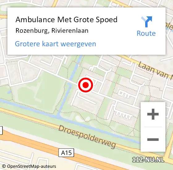 Locatie op kaart van de 112 melding: Ambulance Met Grote Spoed Naar Rozenburg, Rivierenlaan op 12 juni 2024 18:01