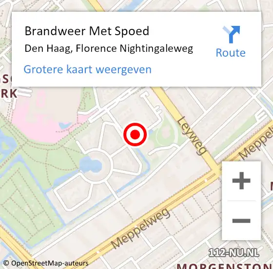 Locatie op kaart van de 112 melding: Brandweer Met Spoed Naar Den Haag, Florence Nightingaleweg op 12 juni 2024 18:10