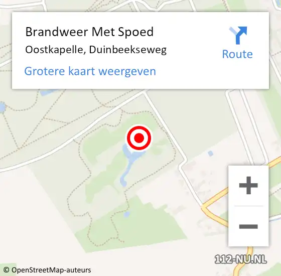 Locatie op kaart van de 112 melding: Brandweer Met Spoed Naar Oostkapelle, Duinbeekseweg op 12 juni 2024 18:11