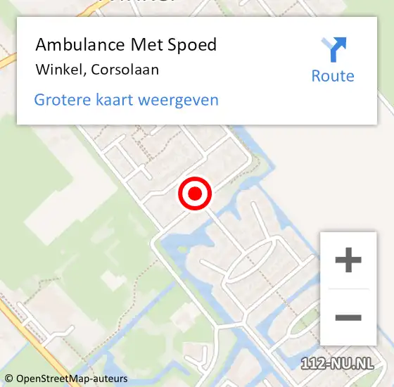 Locatie op kaart van de 112 melding: Ambulance Met Spoed Naar Winkel, Corsolaan op 12 juni 2024 18:15