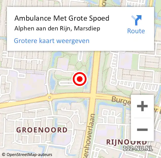 Locatie op kaart van de 112 melding: Ambulance Met Grote Spoed Naar Alphen aan den Rijn, Marsdiep op 12 juni 2024 18:29