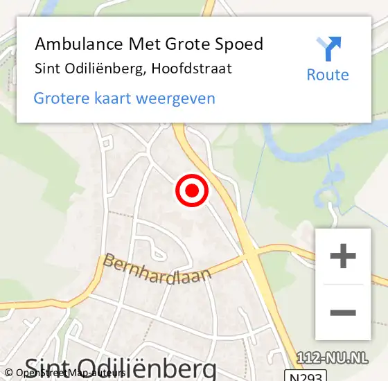 Locatie op kaart van de 112 melding: Ambulance Met Grote Spoed Naar Sint Odiliënberg, Hoofdstraat op 12 juni 2024 18:48