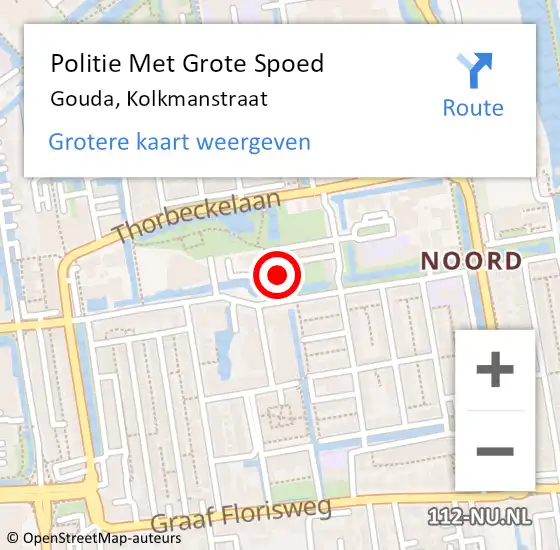 Locatie op kaart van de 112 melding: Politie Met Grote Spoed Naar Gouda, Kolkmanstraat op 12 juni 2024 18:56