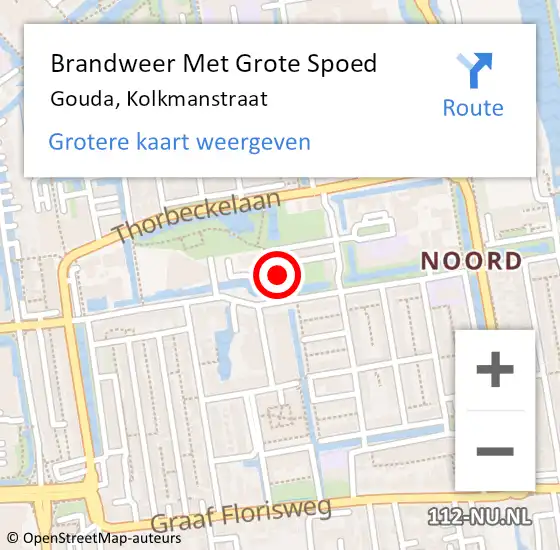 Locatie op kaart van de 112 melding: Brandweer Met Grote Spoed Naar Gouda, Kolkmanstraat op 12 juni 2024 18:56