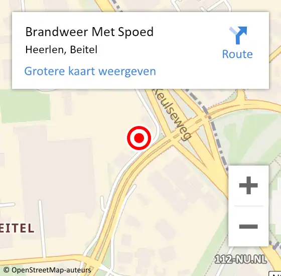 Locatie op kaart van de 112 melding: Brandweer Met Spoed Naar Heerlen, Beitel op 12 juni 2024 19:02