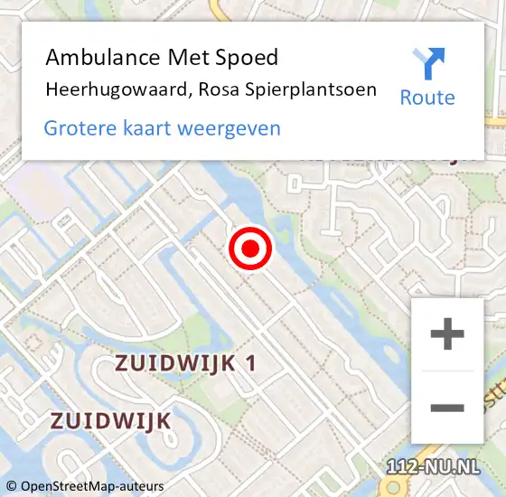 Locatie op kaart van de 112 melding: Ambulance Met Spoed Naar Heerhugowaard, Rosa Spierplantsoen op 12 juni 2024 19:06