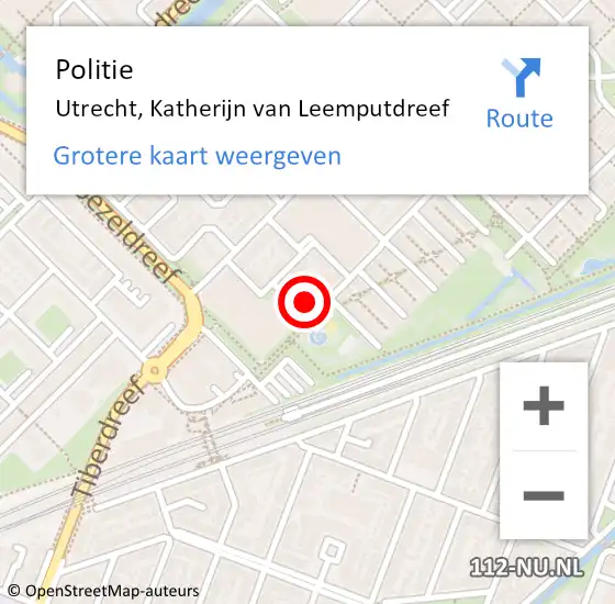 Locatie op kaart van de 112 melding: Politie Utrecht, Katherijn van Leemputdreef op 12 juni 2024 19:23