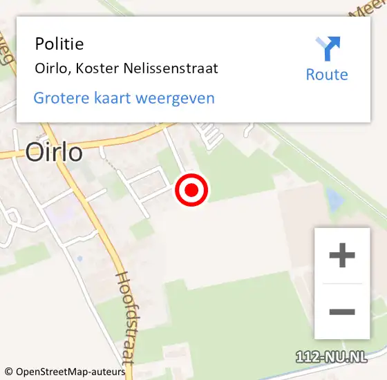 Locatie op kaart van de 112 melding: Politie Oirlo, Koster Nelissenstraat op 12 juni 2024 19:58