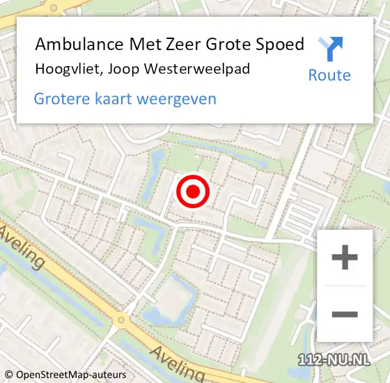 Locatie op kaart van de 112 melding: Ambulance Met Zeer Grote Spoed Naar Hoogvliet, Joop Westerweelpad op 12 juni 2024 20:14