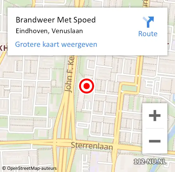 Locatie op kaart van de 112 melding: Brandweer Met Spoed Naar Eindhoven, Venuslaan op 12 juni 2024 20:15