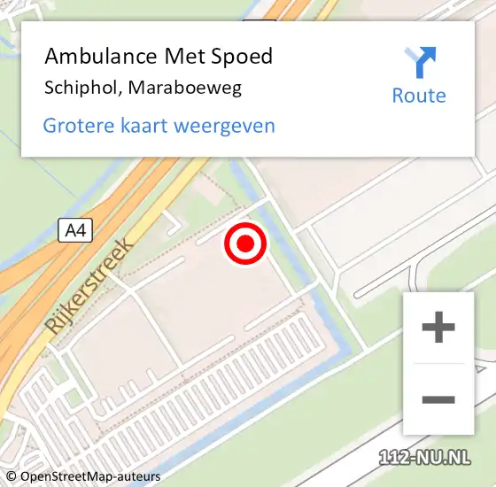 Locatie op kaart van de 112 melding: Ambulance Met Spoed Naar Schiphol, Maraboeweg op 12 juni 2024 20:15