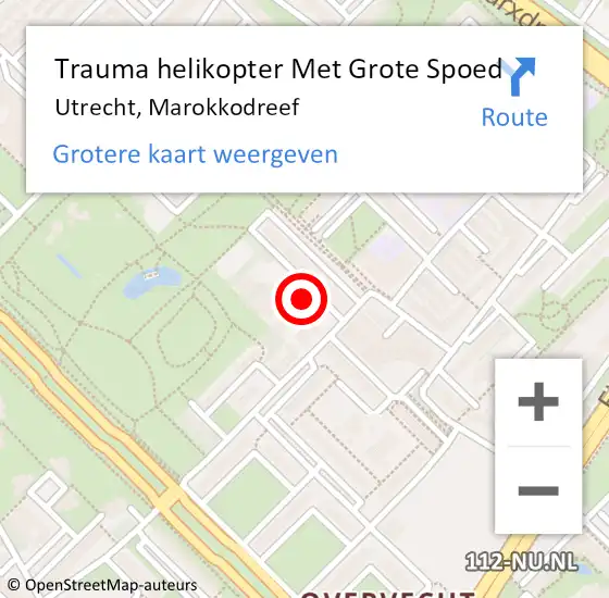 Locatie op kaart van de 112 melding: Trauma helikopter Met Grote Spoed Naar Utrecht, Marokkodreef op 12 juni 2024 20:23