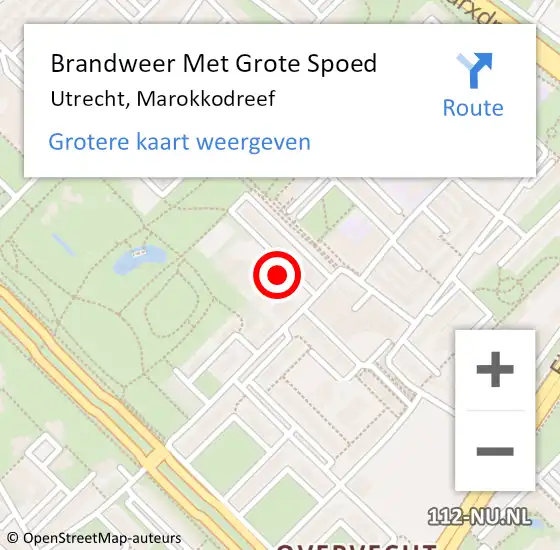 Locatie op kaart van de 112 melding: Brandweer Met Grote Spoed Naar Utrecht, Marokkodreef op 12 juni 2024 20:25