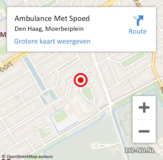 Locatie op kaart van de 112 melding: Ambulance Met Spoed Naar Den Haag, Moerbeiplein op 12 juni 2024 20:27