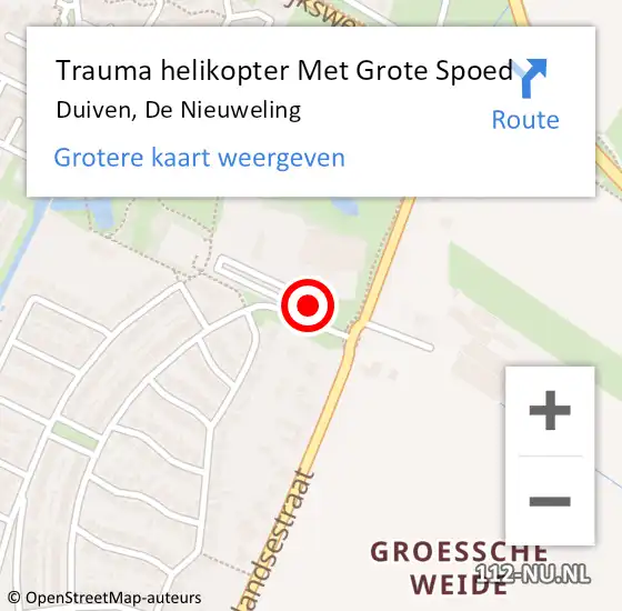 Locatie op kaart van de 112 melding: Trauma helikopter Met Grote Spoed Naar Duiven, De Nieuweling op 12 juni 2024 20:41