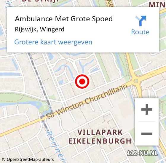 Locatie op kaart van de 112 melding: Ambulance Met Grote Spoed Naar Rijswijk, Wingerd op 12 juni 2024 20:42