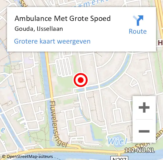 Locatie op kaart van de 112 melding: Ambulance Met Grote Spoed Naar Gouda, IJssellaan op 12 juni 2024 20:54