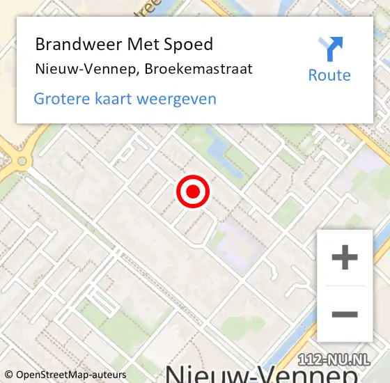 Locatie op kaart van de 112 melding: Brandweer Met Spoed Naar Nieuw-Vennep, Broekemastraat op 12 juni 2024 20:59