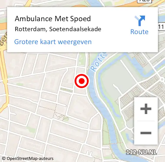 Locatie op kaart van de 112 melding: Ambulance Met Spoed Naar Rotterdam, Soetendaalsekade op 12 juni 2024 21:02