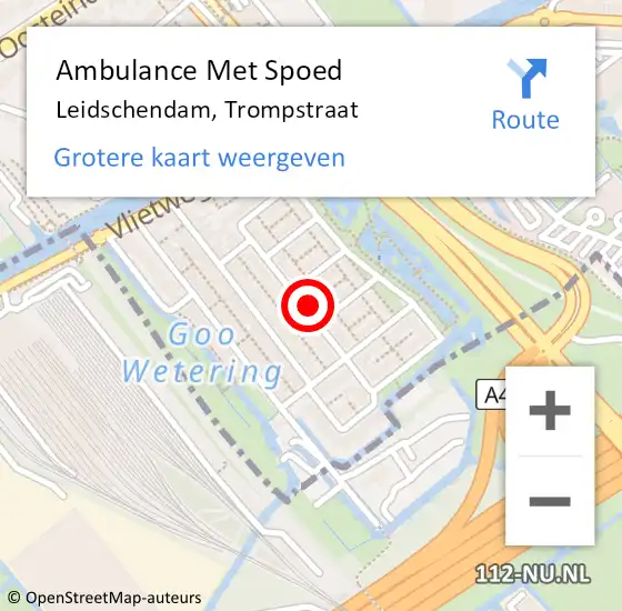 Locatie op kaart van de 112 melding: Ambulance Met Spoed Naar Leidschendam, Trompstraat op 12 juni 2024 21:08