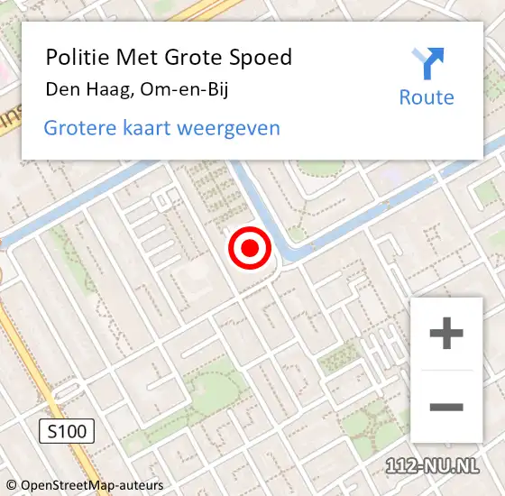 Locatie op kaart van de 112 melding: Politie Met Grote Spoed Naar Den Haag, Om-en-Bij op 12 juni 2024 21:32