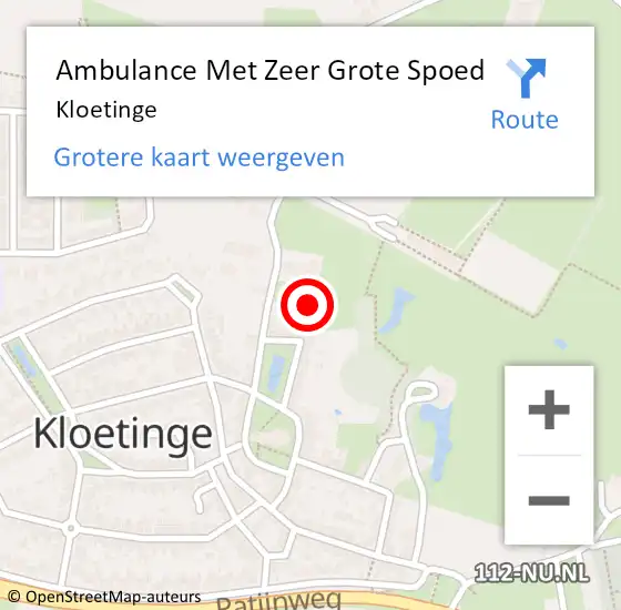 Locatie op kaart van de 112 melding: Ambulance Met Zeer Grote Spoed Naar Kloetinge op 12 juni 2024 21:34