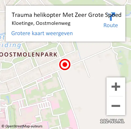 Locatie op kaart van de 112 melding: Trauma helikopter Met Zeer Grote Spoed Naar Kloetinge, Oostmolenweg op 12 juni 2024 21:35