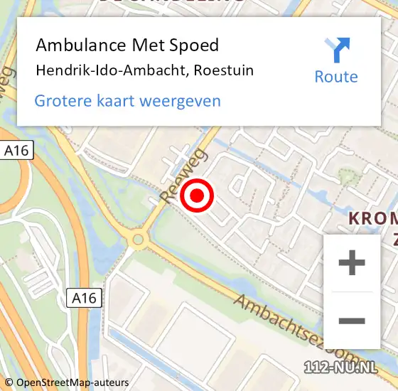 Locatie op kaart van de 112 melding: Ambulance Met Spoed Naar Hendrik-Ido-Ambacht, Roestuin op 12 juni 2024 21:44