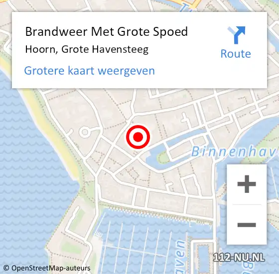 Locatie op kaart van de 112 melding: Brandweer Met Grote Spoed Naar Hoorn, Grote Havensteeg op 12 juni 2024 21:46