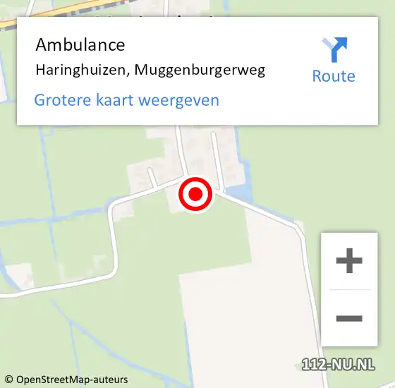 Locatie op kaart van de 112 melding: Ambulance Haringhuizen, Muggenburgerweg op 12 juni 2024 21:56