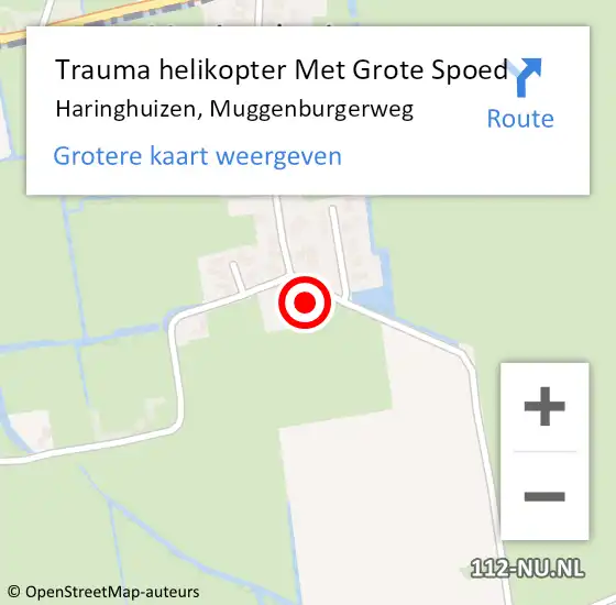 Locatie op kaart van de 112 melding: Trauma helikopter Met Grote Spoed Naar Haringhuizen, Muggenburgerweg op 12 juni 2024 21:57