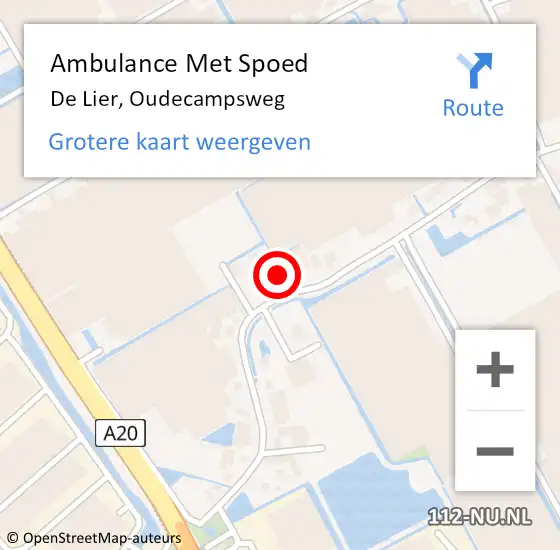 Locatie op kaart van de 112 melding: Ambulance Met Spoed Naar De Lier, Oudecampsweg op 12 juni 2024 22:10