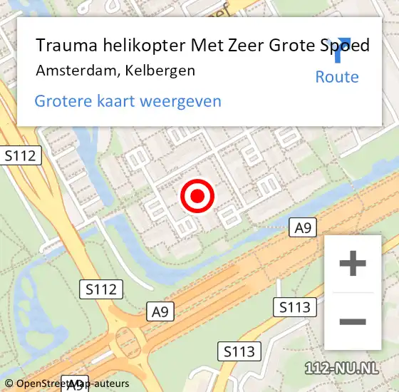 Locatie op kaart van de 112 melding: Trauma helikopter Met Zeer Grote Spoed Naar Amsterdam, Kelbergen op 12 juni 2024 22:41
