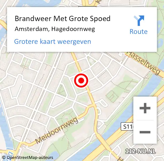 Locatie op kaart van de 112 melding: Brandweer Met Grote Spoed Naar Amsterdam, Hagedoornweg op 12 juni 2024 22:42