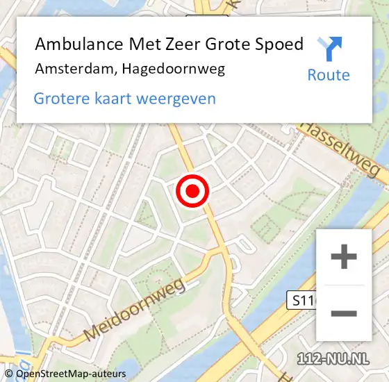 Locatie op kaart van de 112 melding: Ambulance Met Zeer Grote Spoed Naar Amsterdam, Hagedoornweg op 12 juni 2024 22:43