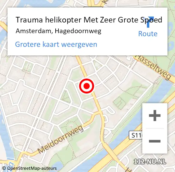 Locatie op kaart van de 112 melding: Trauma helikopter Met Zeer Grote Spoed Naar Amsterdam, Hagedoornweg op 12 juni 2024 22:44